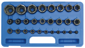 Steckschlüsseleinsätze, 1/4"+1/2", 4-32 mm, 28-teilig